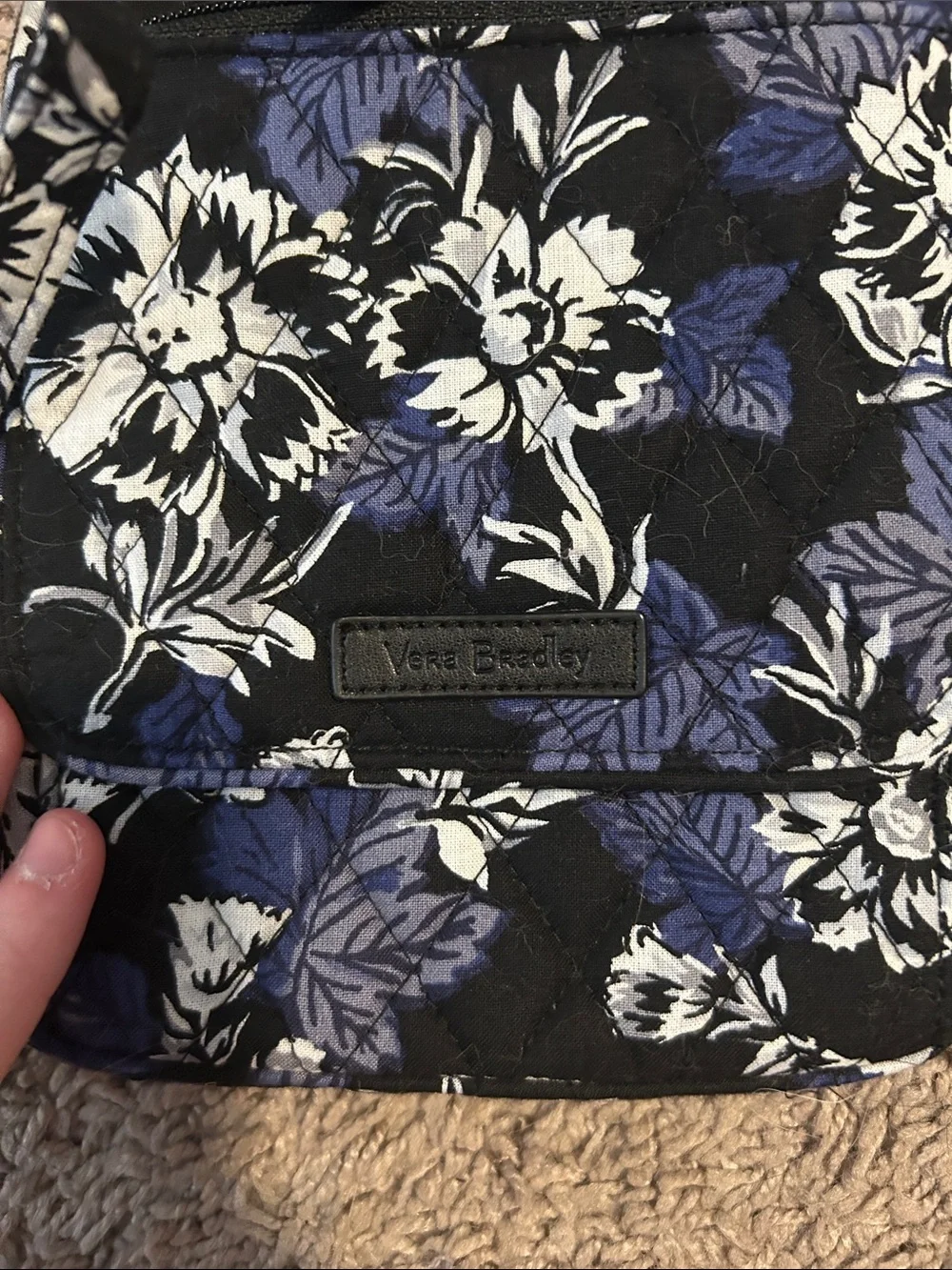 Vera Bradley Black, White & Purple Floral Quilted Crossbody